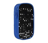 Astuccio nero rotondo con stampa a pois, pratico astuccio multi-scomparto per ufficio, viaggi, scuola, forniture artistiche quotidiane, Blu, Taglia unica, Con tasca per il