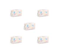 Astuccio olografico con cerniera astuccio portamatite portachiavi portamonete cosmetico borsa per trucco PU cancelleria custodia rosa, Set da 5 (bianco), 21*16cm., come descrizione