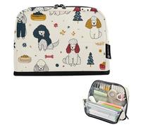 Astuccio organizer per matite grande capacità per trucchi per studenti universitari scuola materna schizzo stile carino cartoni animati cani crema