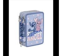 VARZI Astuccio 3Zip Stitch Scolastico: Spazioso e Funzionale, Con Design Colorato e Allegro, Perfetto per Organizzare Penne, Matite e Accessori Scolastici con Stitch Con Penna Omaggio