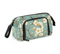 Astuccio organizzato con fiori e bianchi e rami arancioni grande capacità con scomparto astuccio con cerniera per ragazze adolescenti forniture per le scuole superiori