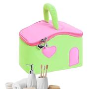 Astuccio organizzatore trucco,Organizzatore cosmetico a forma di casa - Borsa multi-compartimento per viaggio, bagno, sport, viaggi e vanità, verde, Se référer au descriptif, Fare riferimento alla