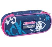 Astuccio ovale con zip Round Plus Seven Rock On Girl, blu - 23 x 10 x 5,5 cm