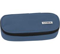 COMIX - Astuccio Scuola Ovale per Bambini e Ragazzi, Ideale per Riporre la Cancelleria, con Divisorio Interno con Passanti Elastici e Pratica Chiusura a Zip, 22 x 5H x 7 cm, Dusty Blue