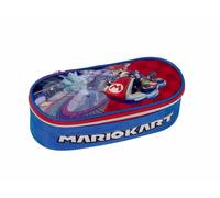 Astuccio Ovale Organizzato Mario Kart Rosso e Blu Portapenne Matite Colori