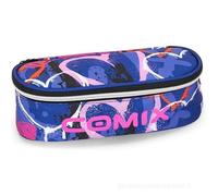 COMIX WBS - Astuccio Scuola Ovale per Bambini e Ragazzi, Ideale per Riporre la Cancelleria, con Divisorio Interno, Passanti Elastici e Pratica Chiusura a Zip, 22x5,5Hx7 cm, Sprayheart