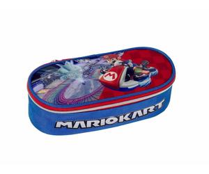 Astuccio Ovale Scuola Mario Kart Rosso e Blu Bauletto Portapenne Matite Colori