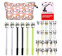 Astuccio Panda Da 1 Pezzo, Blocco Note Da 1 Pezzo, Penne Gel Da 6 Pezzi, Graffette In Legno Da 10 Pezzi, Graffette Da 10 Pezzi, Cancelleria Panda, Forniture Per L'Apprendimento E Per Ufficio