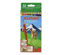 Astuccio per 12 Matite Colorate Alpino con Scomparto Scorrevole in Legno