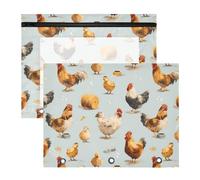 Astuccio per 3 raccoglitori ad anelli, astuccio trasparente con finestra superiore, grande capacità, per ufficio e scuola, confezione da 2 pezzi, motivo pulcino gallo