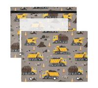 Astuccio per 3 raccoglitori ad anelli, astuccio trasparente con finestra superiore, grande capacità, per ufficio e scuola, confezione da 2 pezzi, motivo bulldozer con blocco stradale