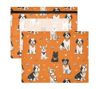 Astuccio per 3 raccoglitori ad anelli, astuccio trasparente con finestra superiore, grande capacità, per ufficio e scuola, confezione da 2 pezzi, motivo amore con cani