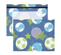 Astuccio per 3 raccoglitori ad anelli, astuccio trasparente con finestra superiore, grande capacità, per ufficio e scuola, confezione da 2 pezzi, motivo stella del calcio