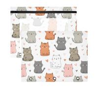 Astuccio per 3 raccoglitori ad anelli, astuccio trasparente con finestra superiore, grande capacità, per ufficio e scuola, confezione da 2 pezzi, motivo gatto amore