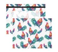 Astuccio per 3 raccoglitori ad anelli, astuccio trasparente con finestra superiore, grande capacità, per ufficio e scuola, confezione da 2 pezzi, motivo gallo