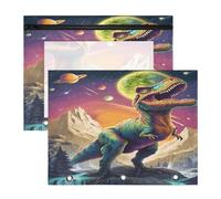 Astuccio per 3 raccoglitori ad anelli, astuccio trasparente con finestra superiore, grande capacità, per ufficio e scuola, confezione da 2 pezzi, motivo: pianeta dinosauro ruggito