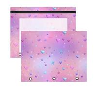 Astuccio per 3 raccoglitori ad anelli, astuccio trasparente con finestra superiore, grande capacità, per ufficio e scuola, confezione da 2 pezzi, motivo amore sognante