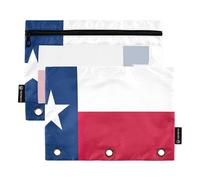 Astuccio per 3 raccoglitori ad anelli con bandiera del Texas, astuccio con cerniera, grazioso astuccio per penne rosa trasparente per la scuola, 24,9 x 18 cm, 2 confezioni