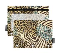Astuccio per 3 raccoglitori, borse zebra con stampa tigre con cerniera all'ingrosso, portapenne con finestra trasparente classe scuola ufficio, confezione da 2, molti, Molteplici