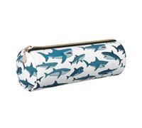 Astuccio per adulti con motivo squalo con vari gesti stampati, elegante astuccio per penne e cancelleria, organizer per tutti i giorni, versatile, Oro, One Size, Organizer per borse