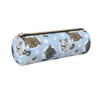 Astuccio per adulti con stampa di cincillà e luna, colore blu, elegante astuccio per penne e cancelleria, organizer per tutti i giorni, versatile, Oro, One Size, Organizer per borse