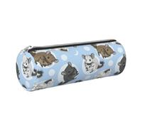 Astuccio per adulti con stampa di cincillà e luna, colore blu, elegante astuccio per penne e cancelleria, organizer per tutti i giorni, versatile, Argento, One Size, Organizer per borse