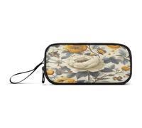 Astuccio per adulti di grande capacità, con portapenne, carino materiale scolastico, portatile, fiori, peonie, gardenia, farfalle, api