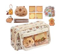 Astuccio per bambini Capybara - Astuccio per matite Capybara Cancelleria | Capybara Stuff Pencil Box Grande Capacità Cerniera | Ampia Apertura Bocca Pouch, 9 Scomparti Forniture per Ufficio