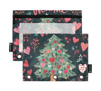 Astuccio per bambini con finestra trasparente, albero di San Valentino, cuori e cuori, astuccio in tessuto in colori assortiti, 3 astucci per riporre studenti scolastici e insegnanti, multicolore, 2