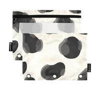 Astuccio per bambini con finestra trasparente leopardo nero grande astuccio grandi e robuste tasche 3 fori perforati per scuola, scuola, ufficio, multicolore, 2 pezzi