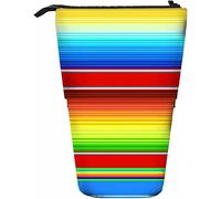 Astuccio per cancelleria con motivo messicano Serape, astuccio portapenne con chiusura a cerniera, per donna, uomo, ragazzo, ragazza, colorato, a righe luminose, arcobaleno chic