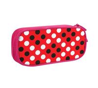 Astuccio per cancelleria con stampa a pois rossi e bianchi, per scuola, università, ufficio, viaggi, ragazzi e adulti, rosa, Taglia unica, Set di zaini per la scuola