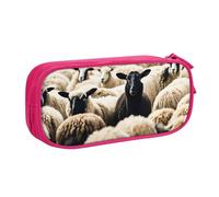 Astuccio per cancelleria con stampa di pecore e agnelli, leggero, per scuola, università, ufficio, viaggi, ragazzi, ragazze e adulti, rosa, Taglia unica, Set di zaini per la scuola