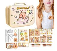 Astuccio per cancelleria per giovani ragazze | Kit di penne e note adesive Capybara | Forniture scolastiche carine, per ragazzi e ragazze, studenti adolescenti scuola materna