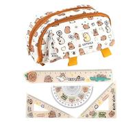 Astuccio Per Capibara Da 1 Pezzo, Righello Con Motivo Capibara Da 4 Pezzi, Simpatico Astuccio Per Animali, Astuccio Con Cerniera Multistrato, Borsa Di Cancelleria Per Studenti