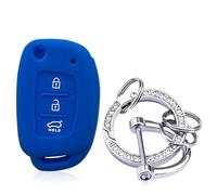 Astuccio per chiave auto Per Ix35 per Grand I10 Custodia per chiave per Elantra 2017 per Tucson per Sonata Ix25 per I20 per Creta per Santa Fe per GLS Reina Portachiavi(Blue silverring)