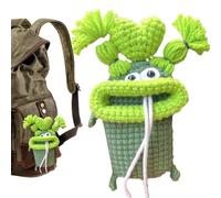 Astuccio per chiavi fatto a mano, per uncinetto, 8,5 x 5,5 cm, con catena di peluche, per accessori auto, decorazione, trasporto