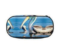 Astuccio per cosmetici con stampa di uccello blu e cielo marino, astuccio per cancelleria, astuccio kawaii con cerniera