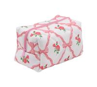 Astuccio per cosmetici trapuntato, organizer da viaggio per articoli da toeletta, grande beauty case, porta trucchi portatile, 16 x 9,5 x 10 cm, per le ragazze che hanno bisogno di una