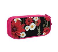 Astuccio per forniture per ufficio scolastico fiore rosso e margherita bianca Astuccio per penne di grande capacità Astuccio per matite di grande capacità per studenti Astuccio per cancelleria Scatola