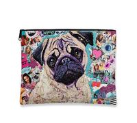 Astuccio per il trucco con motivo carlino, borsa per il trucco colorata da donna, piccola borsa portatile con cerniera, borsa da viaggio per gli amanti degli animali, scelta perfetta per tutte le