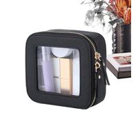 Astuccio per il trucco impermeabile, astuccio per il trucco da viaggio - | astuccio trasparente in pelle PU portatile con chiusura lampo - borsa portaoggetti leggera per il maggio, Nero , Se référer a