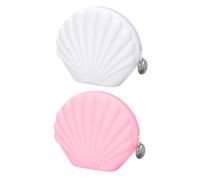 Astuccio per il trucco in silicone - Astuccio da toilette trasparente con apertura extra large a forma di conchiglia, supporto per cosmetici per riporre la borsa da viaggio, bella p, bianco, Se