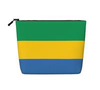Astuccio per il trucco monostrato effetto lino con bandiera del Gabon e cerniera, per soddisfare le tue esigenze quotidiane o di viaggio
