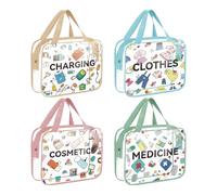 Astuccio per il trucco trasparente, 4 pezzi, organizer con cerniera impermeabile, astuccio per il trucco a scomparto, per donne e ragazze, per la cura cosmetica dei bagagli per le vacanze