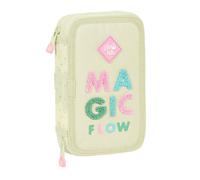 Astuccio per la Scuola con Accessori Glow Lab Magic flow Beige 12.5 x 19.5 x