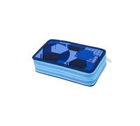 Astuccio per la scuola doppio obiettivo blu Herlitz - 2 scomparti, con attrezzatura da 23 pezzi, tema calcio, blu (19,3 x 11,5 x 7 cm)