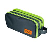 Astuccio per la scuola Triple Herlitz Neon Kiwi - 3 scomparti, organizer a portafoglio, tasca in rete, supporto, verde scuro/lime (23,5 x 11 x 7,5 cm)