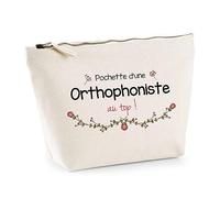 Astuccio per logopedista al top | idea regalo per collega, lavoro in pensione, borsa per trucco, beige, Astuccio da toilette