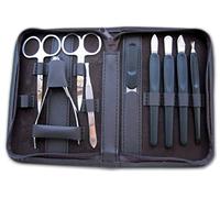 Astuccio per manicure Clauss, 10 pezzi, cuoio, marrone scuro